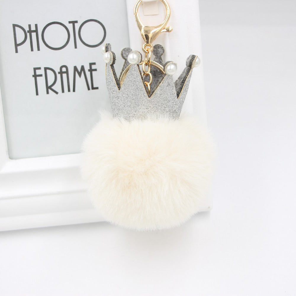 Wholesale 3D Crown Pom Pom Keychain